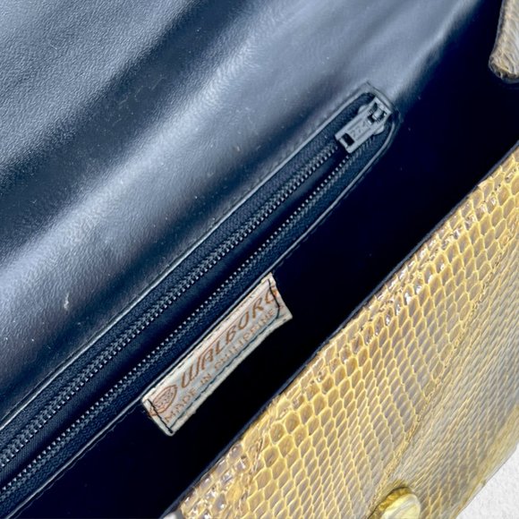 SOLD Vintage 70s 80s Green Brown Snakeskin Walborg Crossbody Clutch Bag Purse - Picture 7 of 7